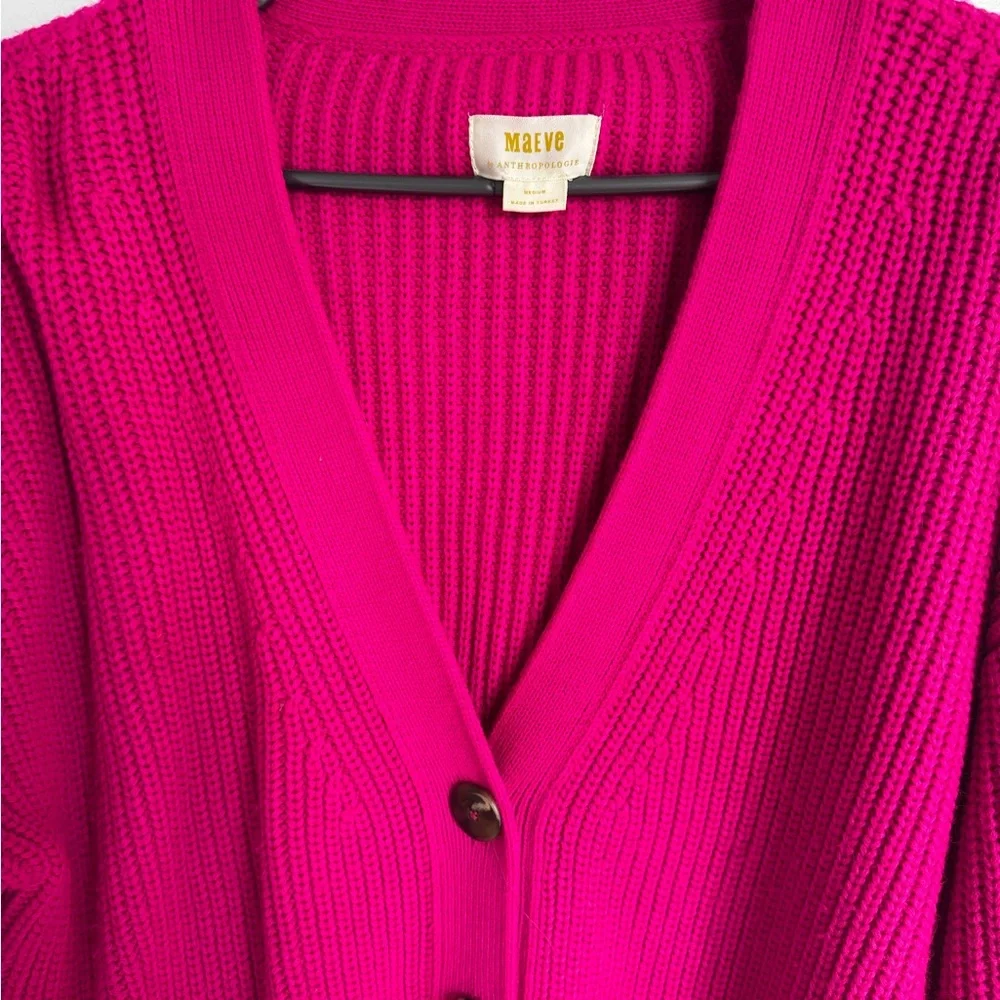 Maeve Women's Bright Pink Cardigan Sweater - Picture 3 of 7